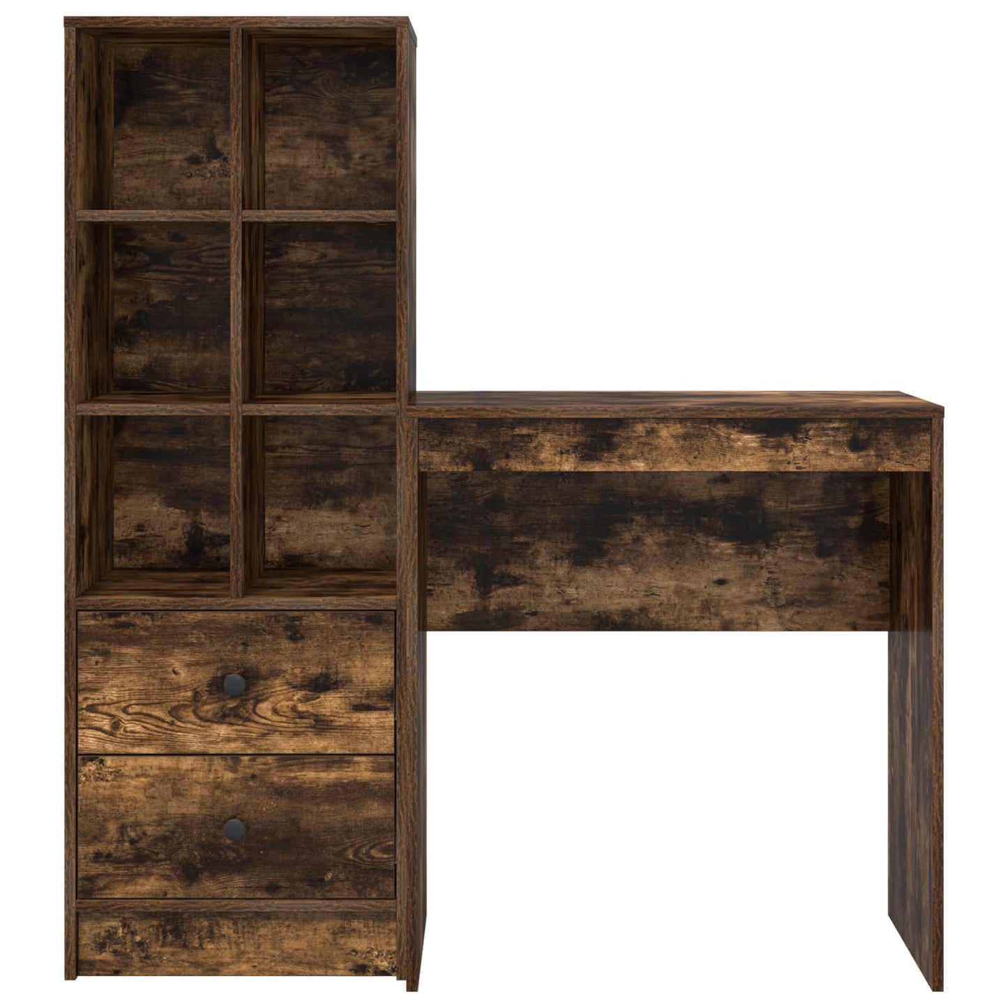 Scrivania con cassetto con lo scaffale 2 pcs Rovere fumé