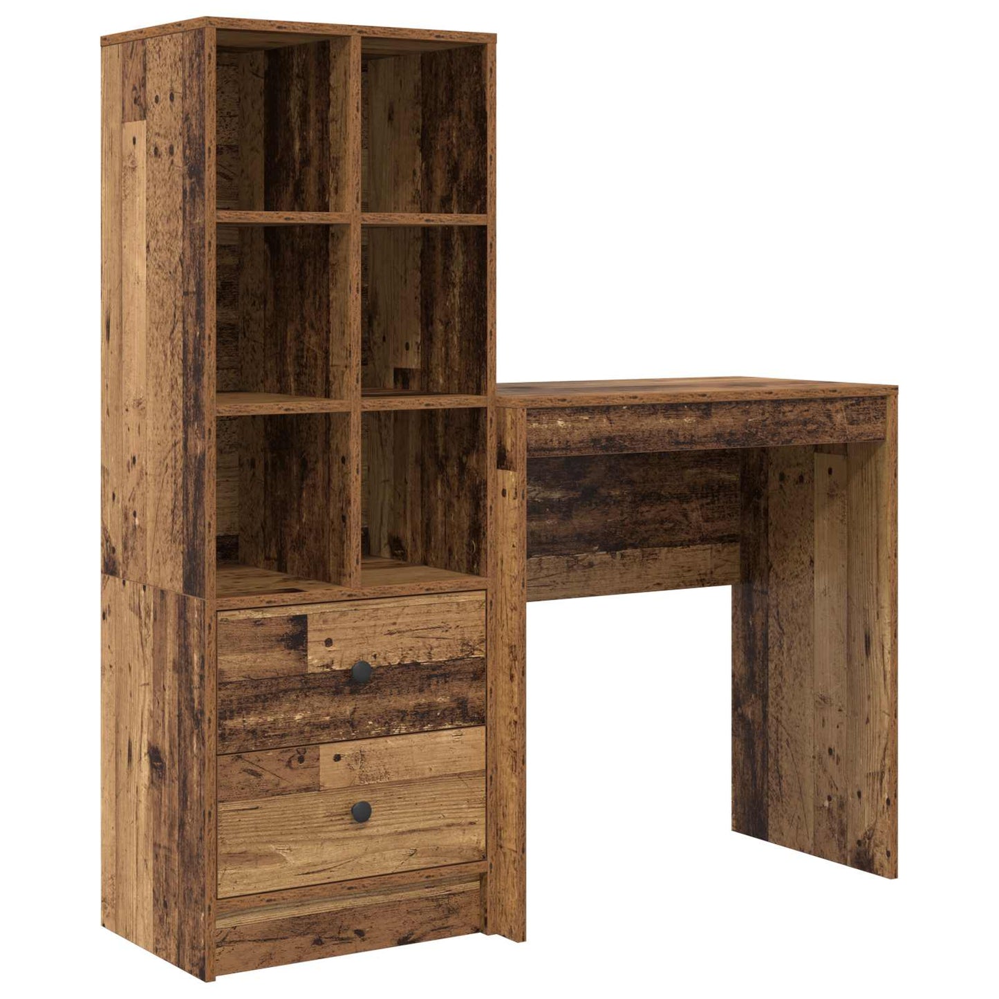 Scrivania con cassetto con lo scaffale 2 pcs Legno vecchio