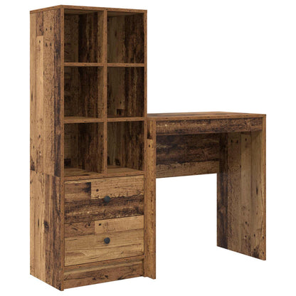 Scrivania con cassetto con lo scaffale 2 pcs Legno vecchio