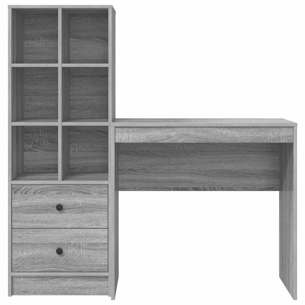 Scrivania con cassetto 2 pcs Grigio Sonoma