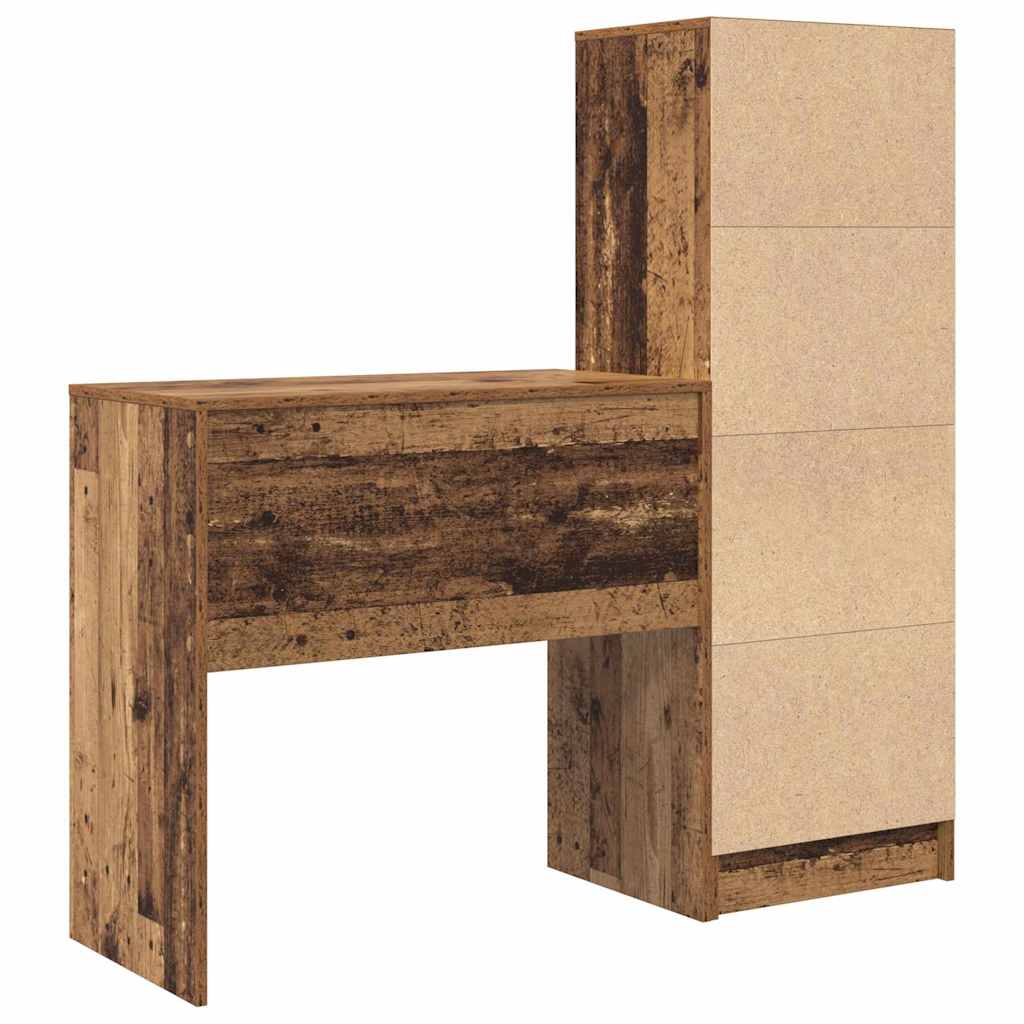 Scrivania con cassetto 2 pcs Legno vecchio