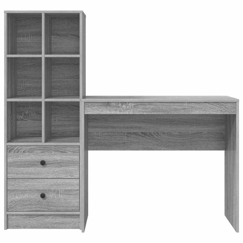 Scrivania con cassetto 2 pcs Grigio Sonoma