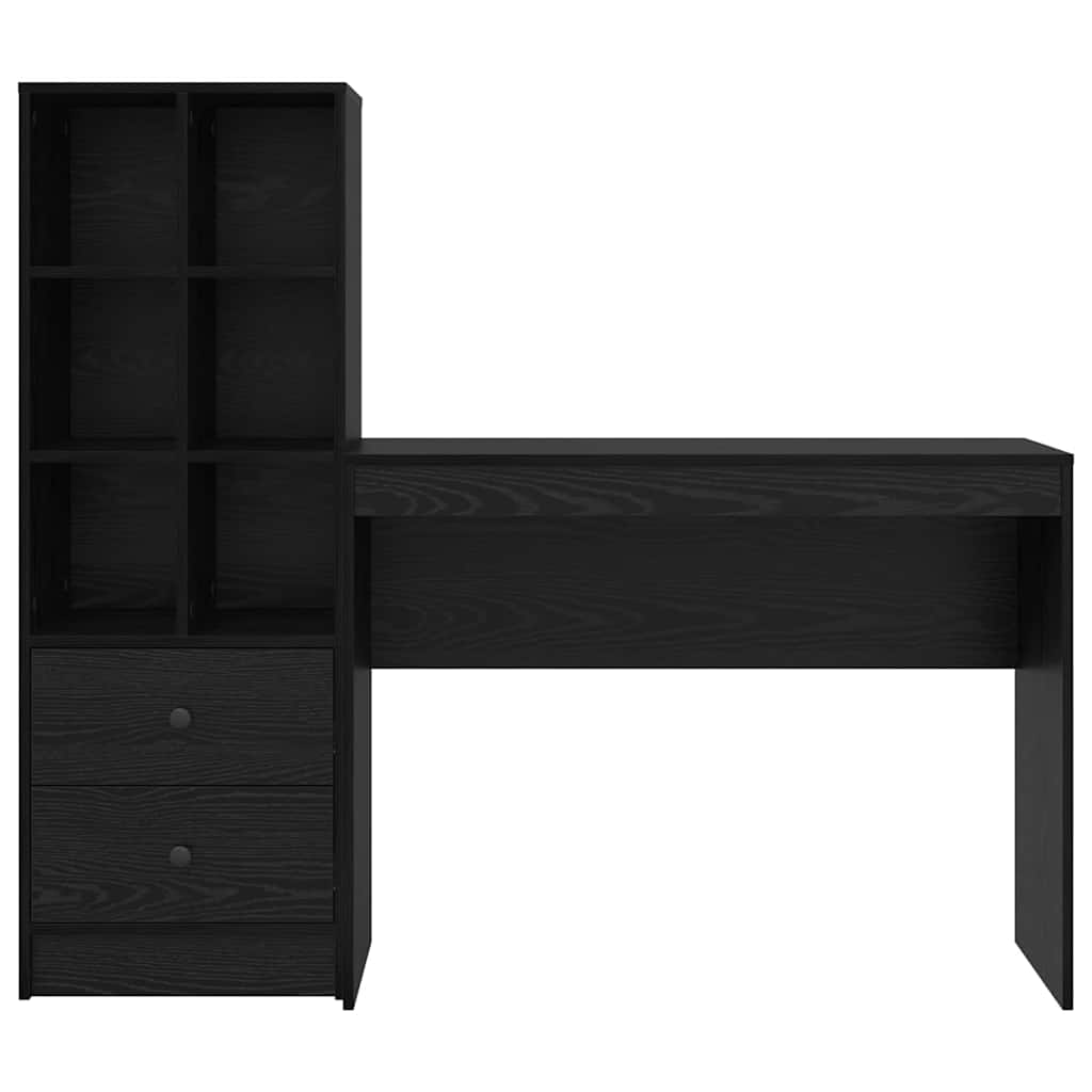 Scrivania con cassetto 2 pcs Rovere Nero