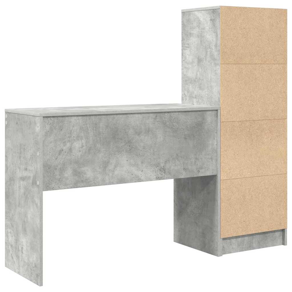 Scrivania con cassetto 2 pcs Grigio cemento