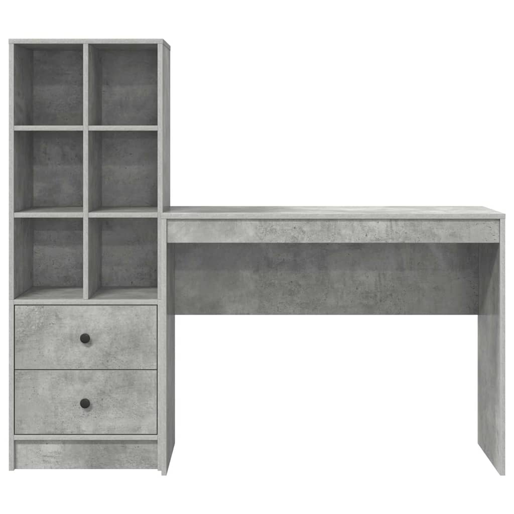Scrivania con cassetto 2 pcs Grigio cemento