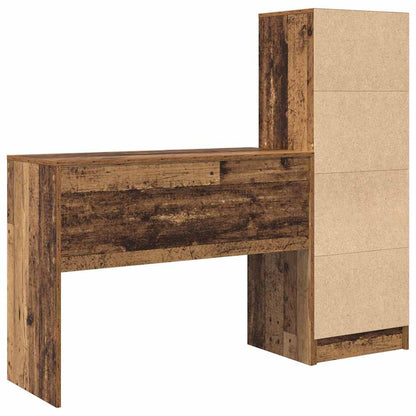 Scrivania con cassetto 2 pcs Legno vecchio