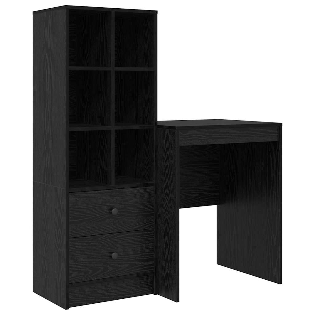 Scrivania con cassetto 2 pcs Rovere Nero