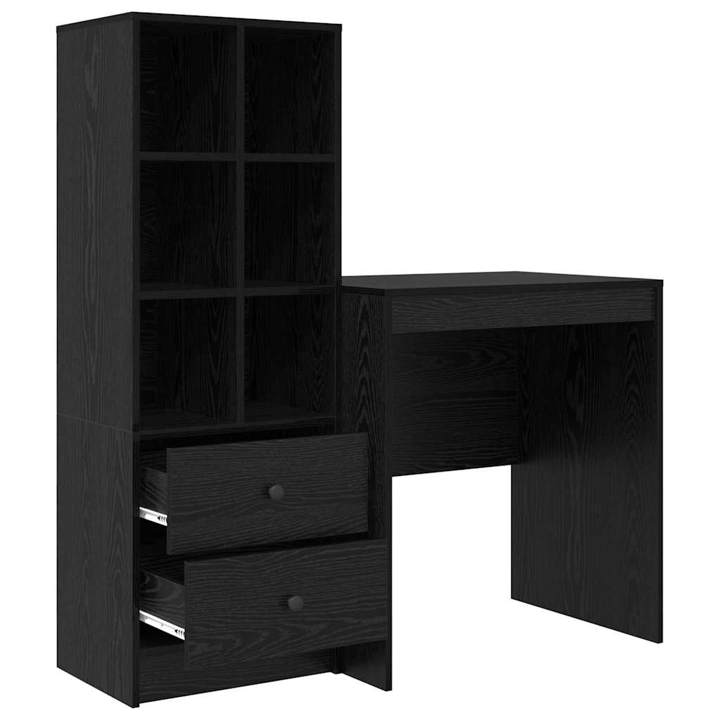 Scrivania con cassetto 2 pcs Rovere Nero