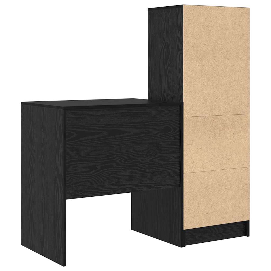 Scrivania con cassetto 2 pcs Rovere Nero