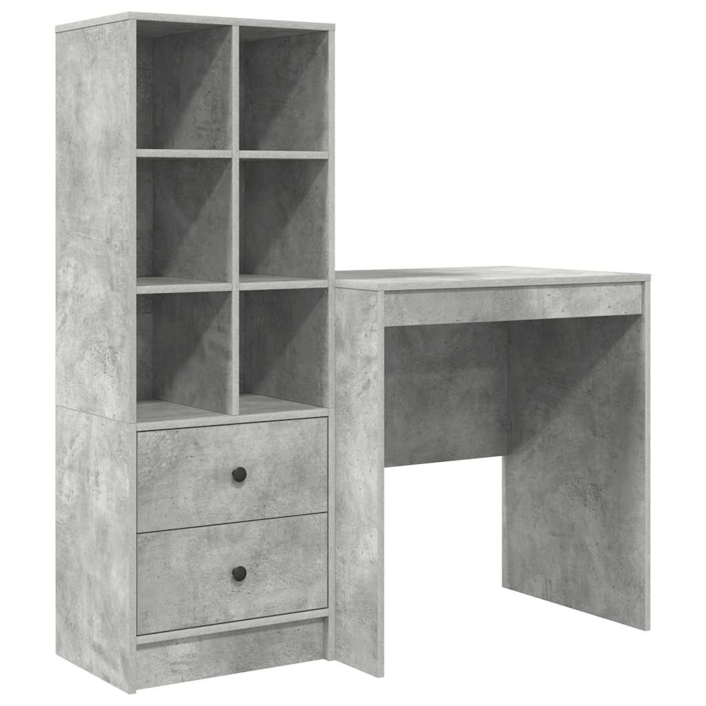 Scrivania con cassetto 2 pcs Grigio cemento