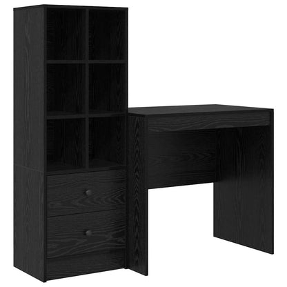Scrivania con cassetto 2 pcs Rovere Nero