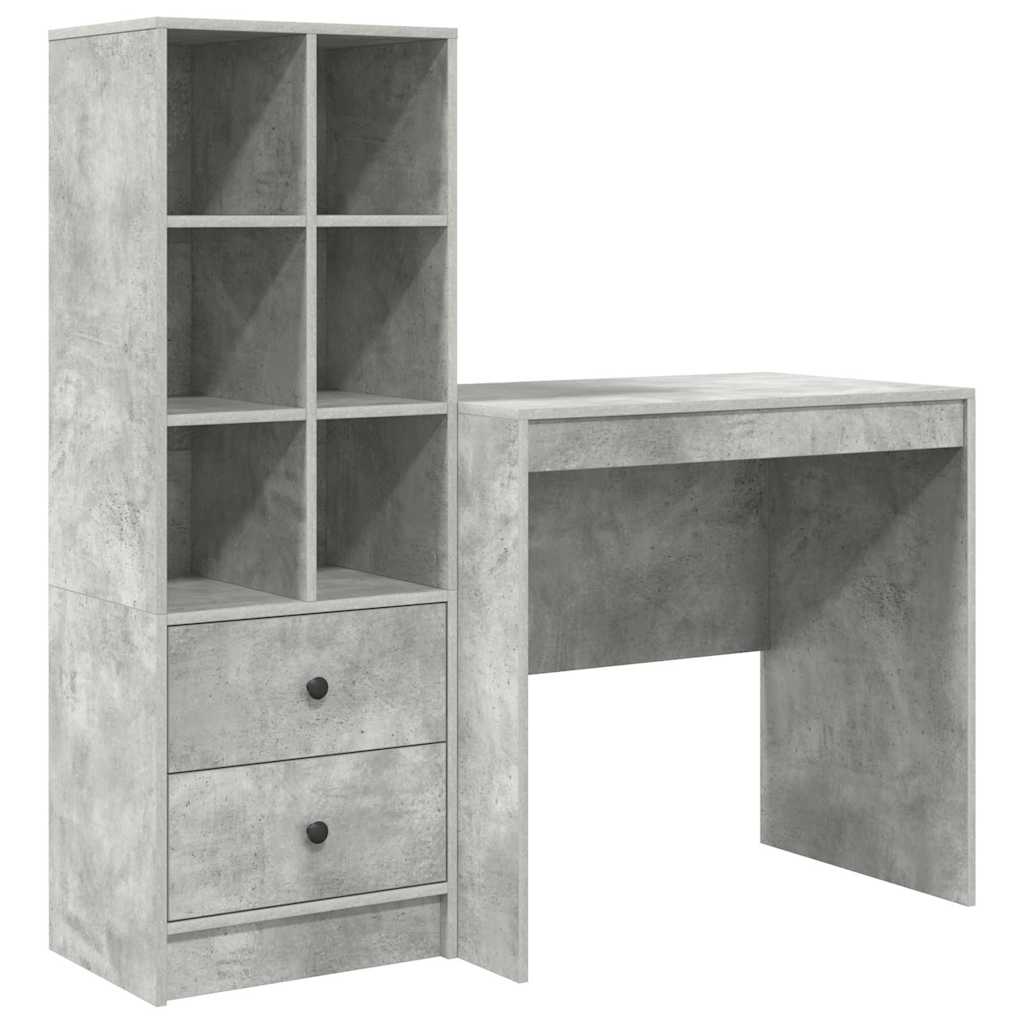 Scrivania con cassetto 2 pcs Grigio cemento