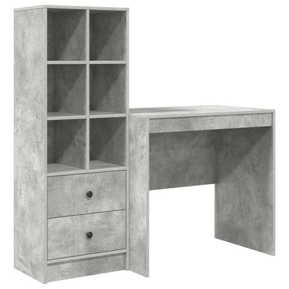 Scrivania con cassetto 2 pcs Grigio cemento
