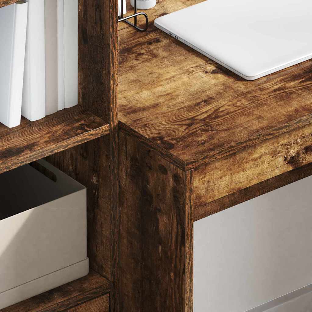 Scrivania con cassetto 2 pcs Rovere fumé