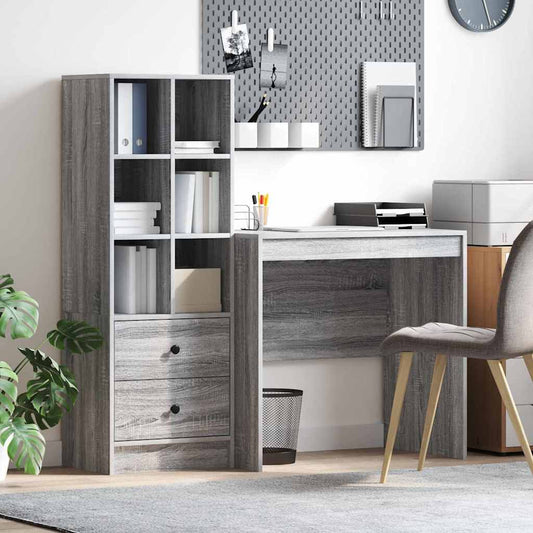 Scrivania con cassetto 2 pcs Grigio Sonoma