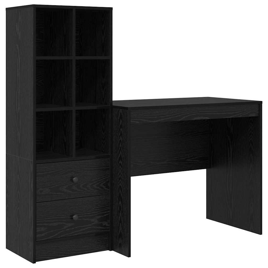 Scrivania con cassetto 2 pcs Rovere Nero