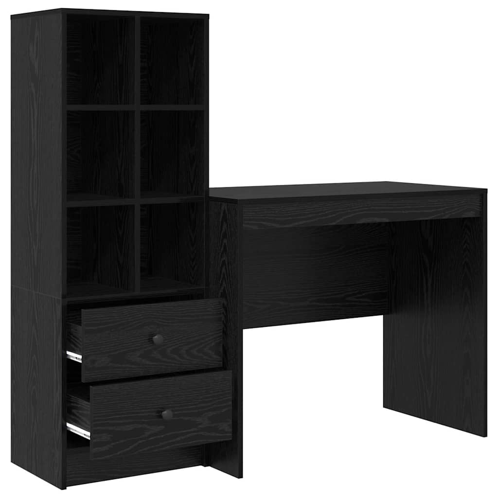 Scrivania con cassetto 2 pcs Rovere Nero
