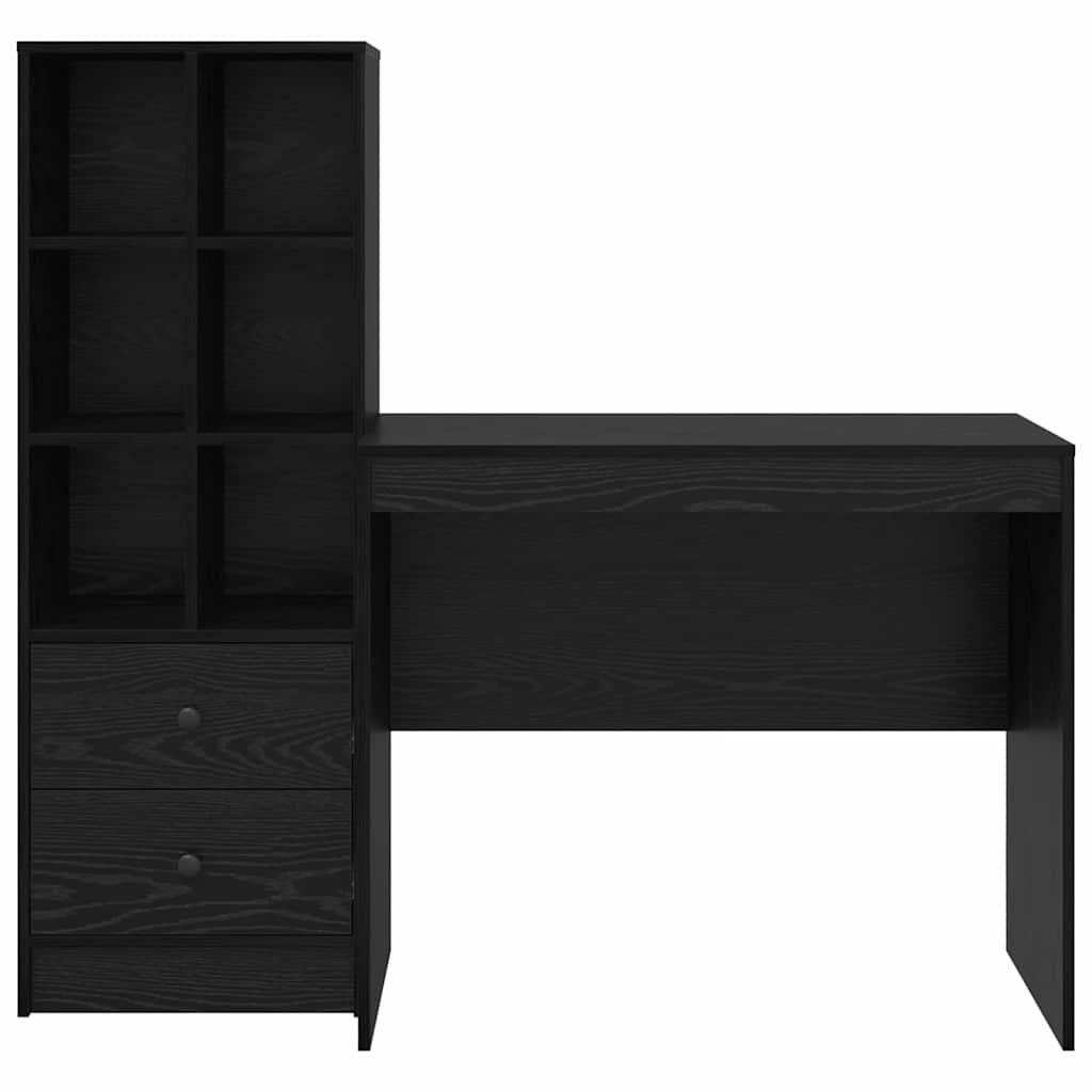 Scrivania con cassetto 2 pcs Rovere Nero