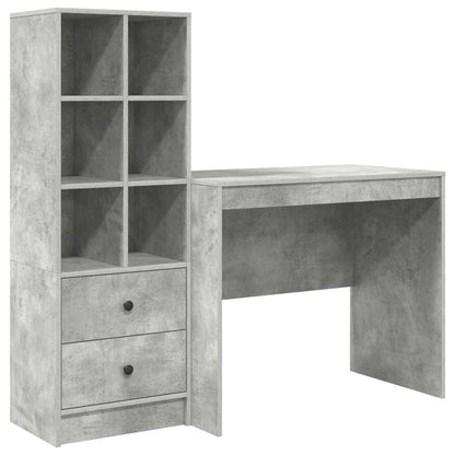 Scrivania con cassetto 2 pcs Grigio cemento