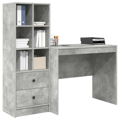 Scrivania con cassetto 2 pcs Grigio cemento