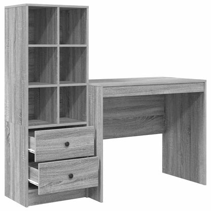 Scrivania con cassetto 2 pcs Grigio Sonoma