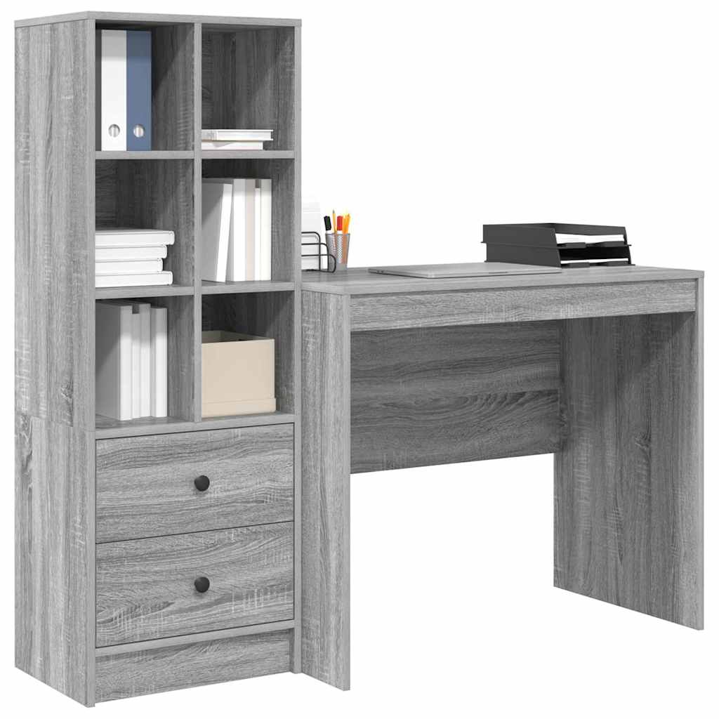 Scrivania con cassetto 2 pcs Grigio Sonoma