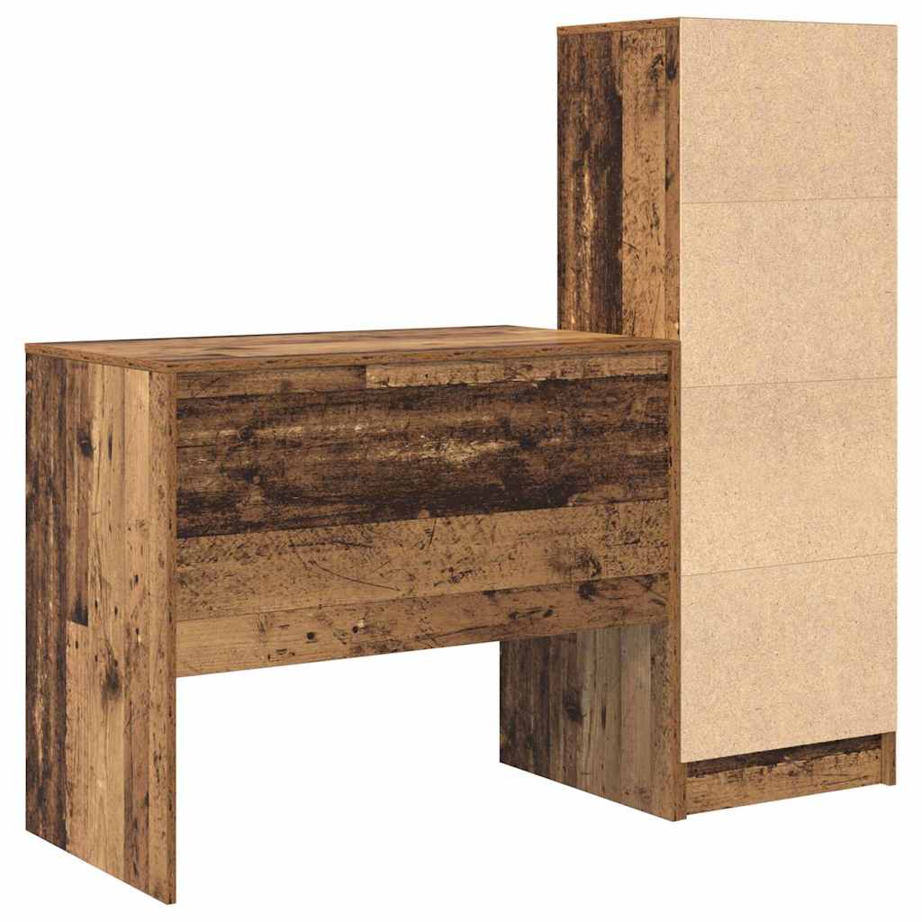 Scrivania con cassetto 2 pcs Legno vecchio