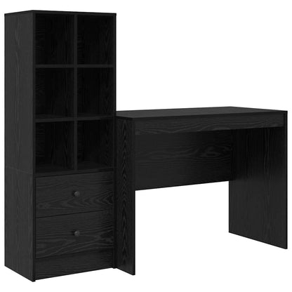 Scrivania con cassetto 2 pcs Rovere Nero