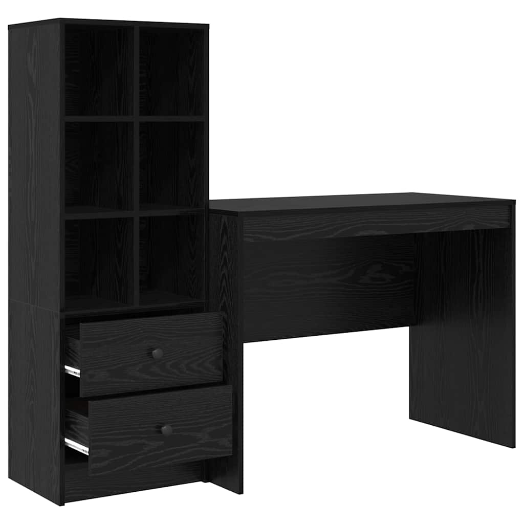 Scrivania con cassetto 2 pcs Rovere Nero