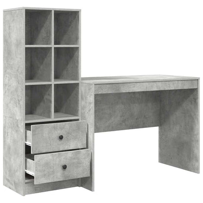 Scrivania con cassetto 2 pcs Grigio cemento