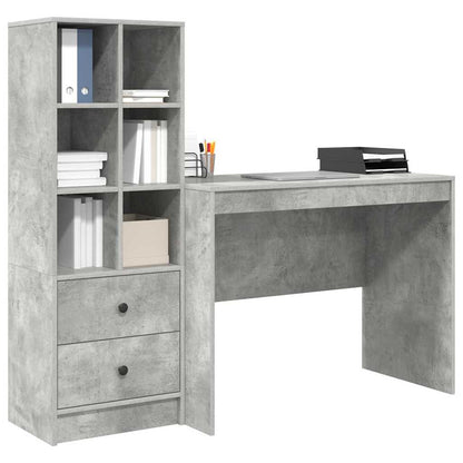 Scrivania con cassetto 2 pcs Grigio cemento