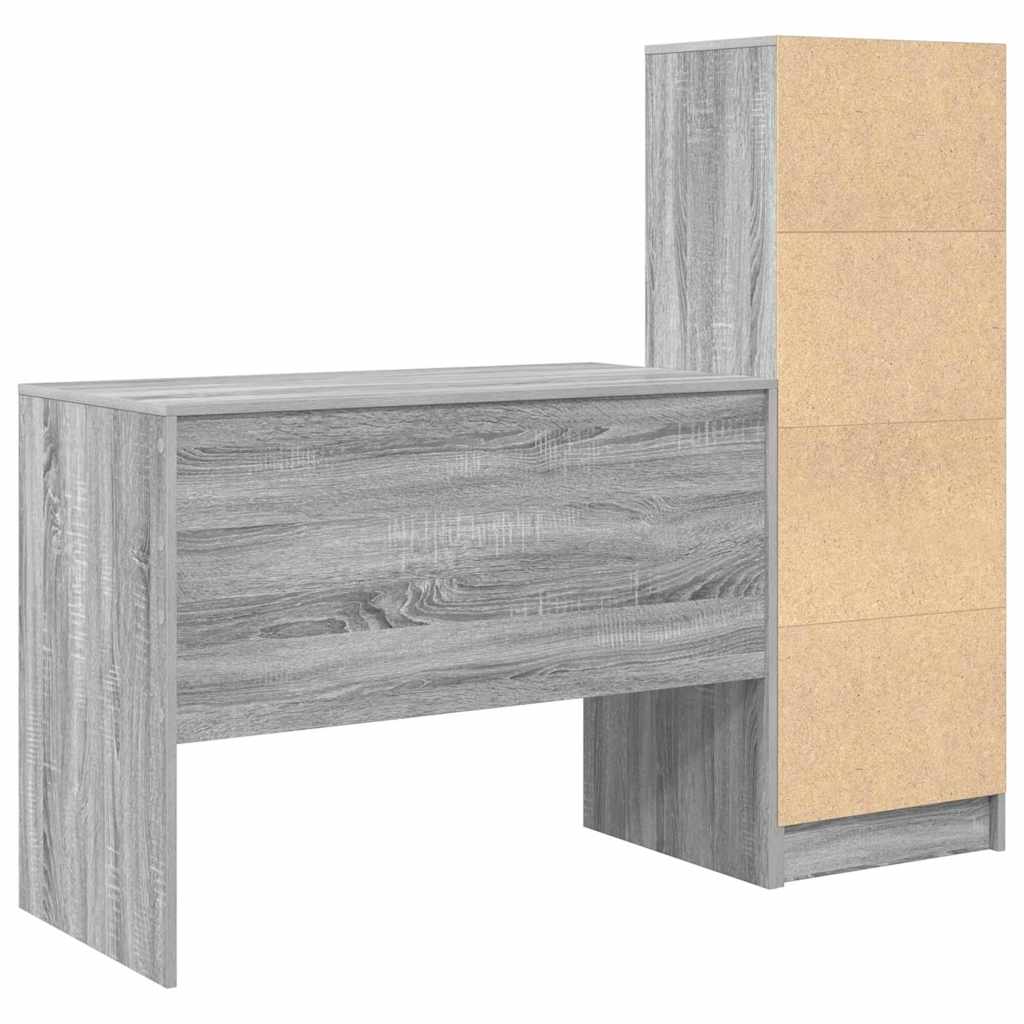 Scrivania con cassetto 2 pcs Grigio Sonoma