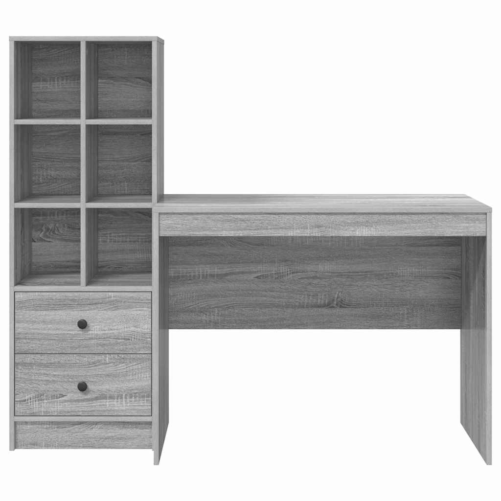 Scrivania con cassetto 2 pcs Grigio Sonoma