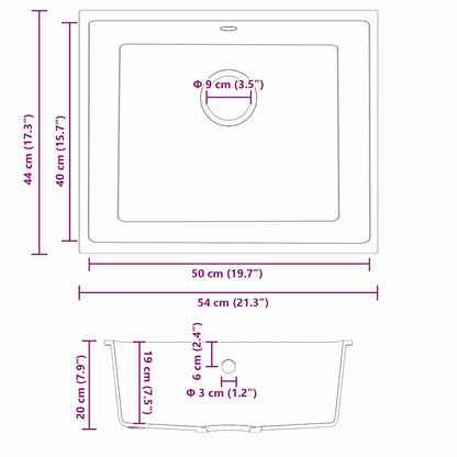 Lavello da cucina Grigio 54 x 44 x 20 cm Granito - homemem39