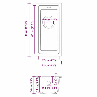 Lavello da cucina Grigio 21 x 44 x 14 cm Granito