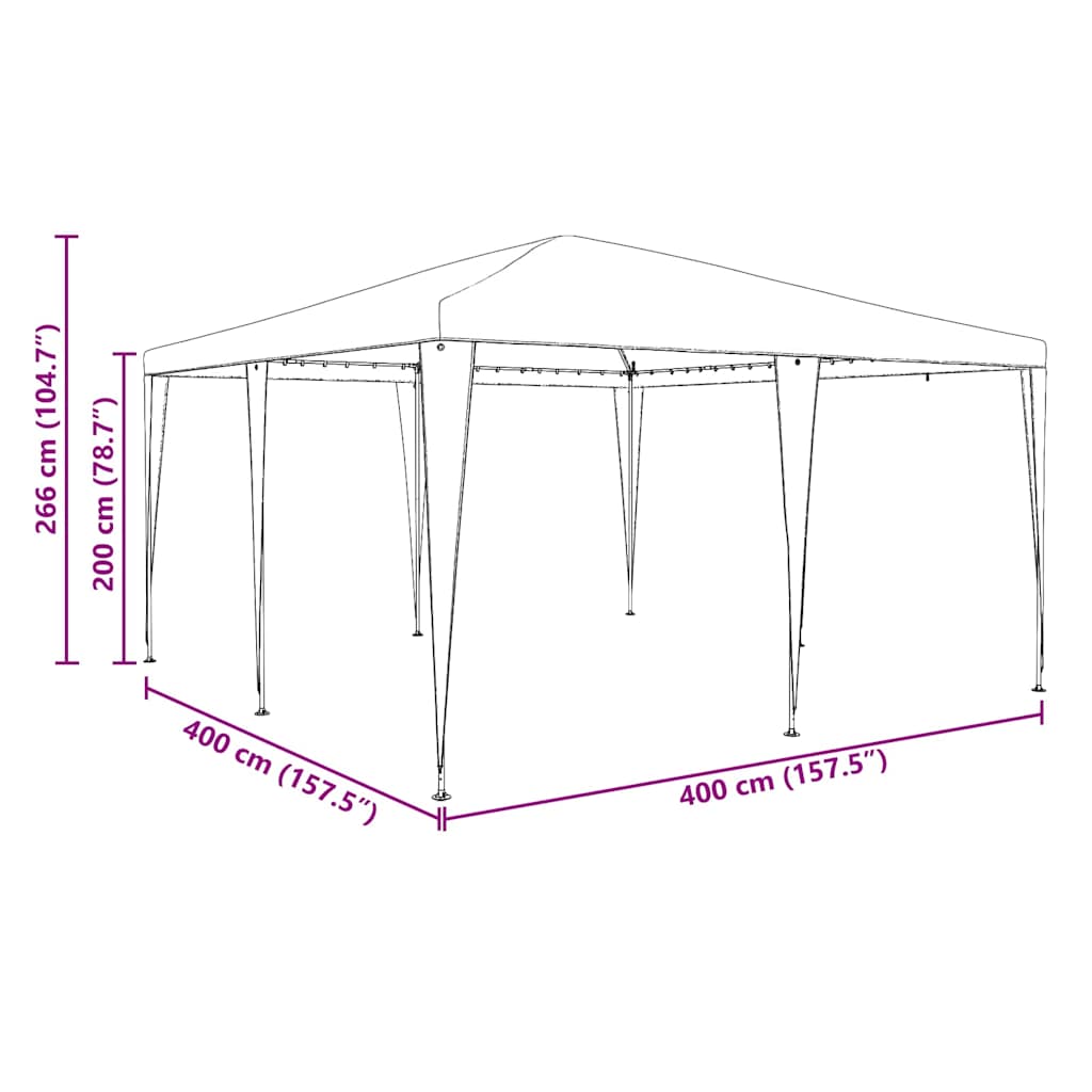 Tenda Party Antracite 400 x 400 x 266 cm Polietilene e Acciaio