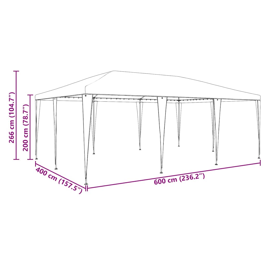 Tenda Party Bianco 600 x 400 x 266 cm Polietilene e Acciaio