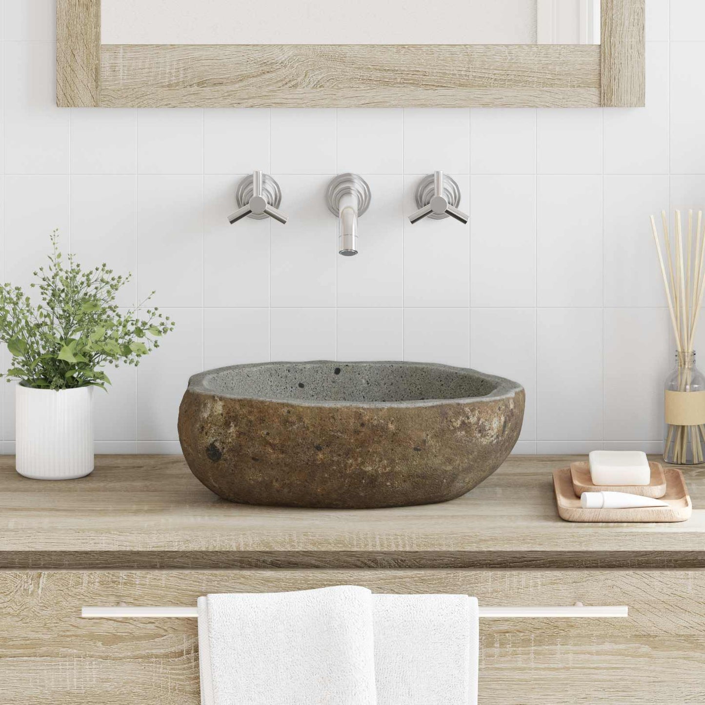 Basin in pietra fluviale (30-37) x (25-30) x 12 cm Pietra fiume | homemem39