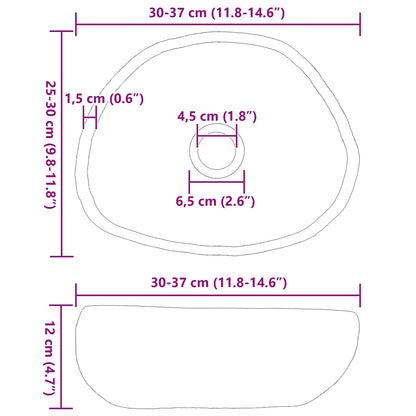 Basin in pietra fluviale (30-37) x (25-30) x 12 cm Pietra fiume