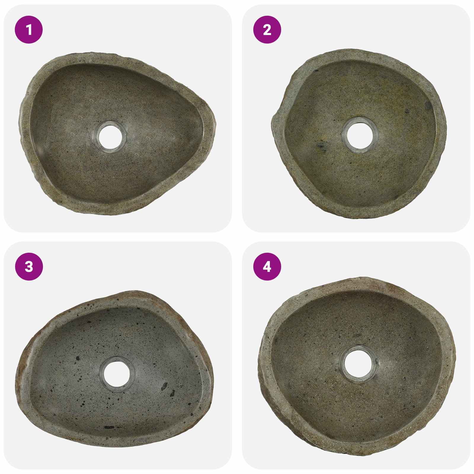 Basin in pietra fluviale (30-37) x (25-30) x 12 cm Pietra fiume | homemem39