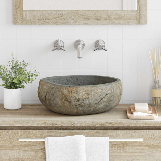 Basin in pietra fluviale Grigio chiaro 45 x 35 x 15 cm
