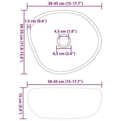 Basin in pietra fluviale Grigio chiaro 45 x 35 x 15 cm | homemem39