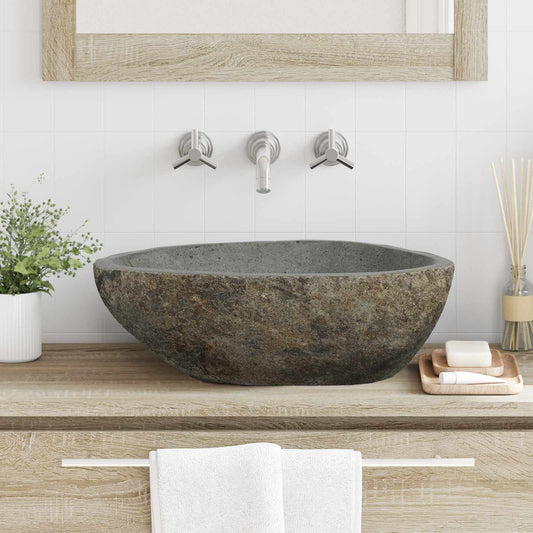 Basin in pietra fluviale Grigio chiaro 52 x 40 x 15 cm
