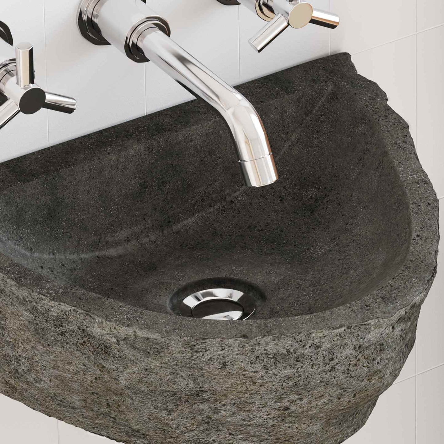 Lavabo a parete Grigio 37 x 30 x 12 cm Pietra fiume