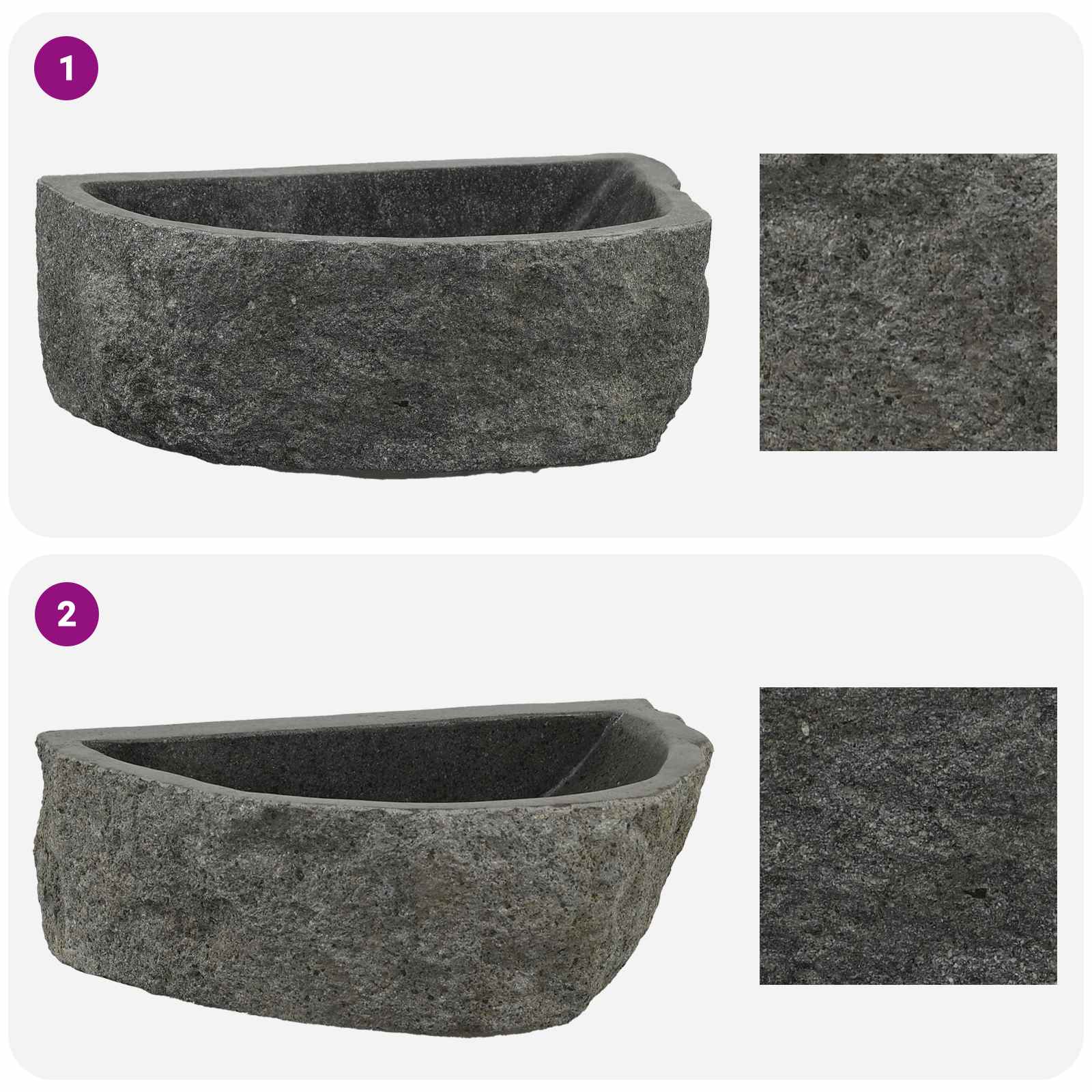 Lavabo a parete Grigio 45 x 35 x 15 cm Pietra fiume | homemem39
