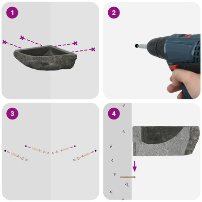 Lavabo Grigio (30-37) x (30-37) x 12 cm Pietra di Fiume