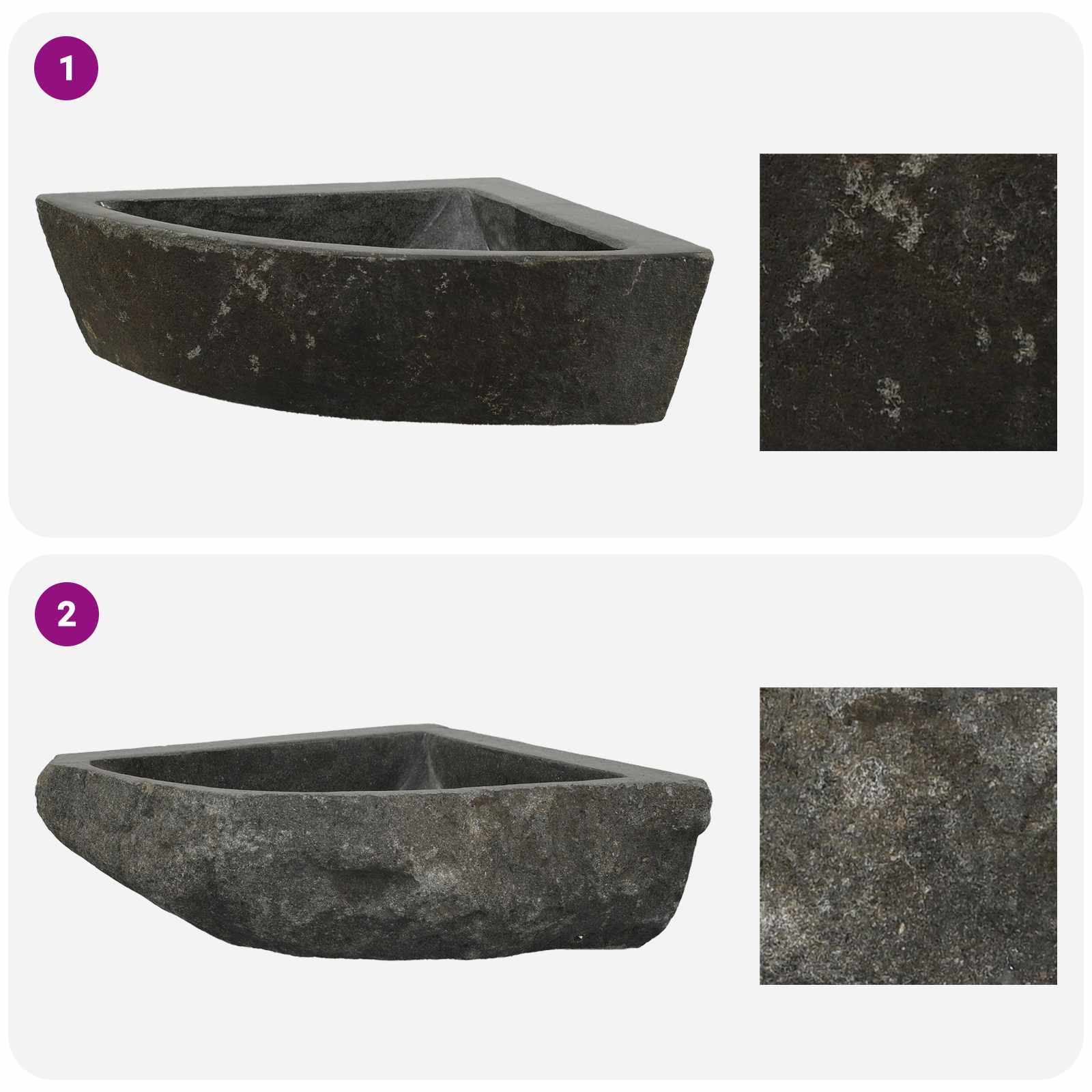 Lavabo Grigio (30-37) x (30-37) x 12 cm Pietra di Fiume | homemem39
