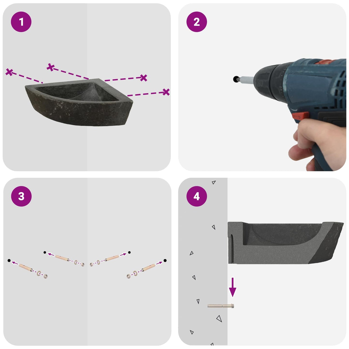 Lavabo Grigio (55-65) x (40-50) x 6 cm Pietra di Fiume