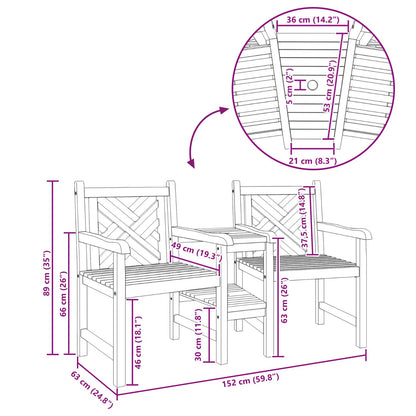 Sedie da Esterno Marrone 152 x 63 x 89 cm