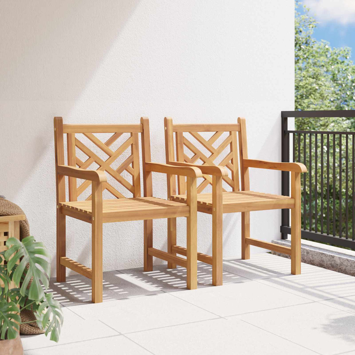Sedia da Giardino 2 pz Legno di teak solido | homemem39